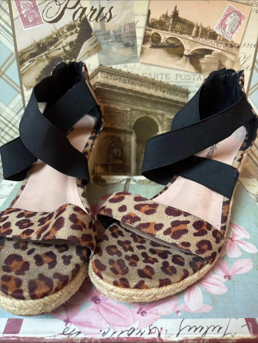 Jolimall leopard print espadrille wedge sandals